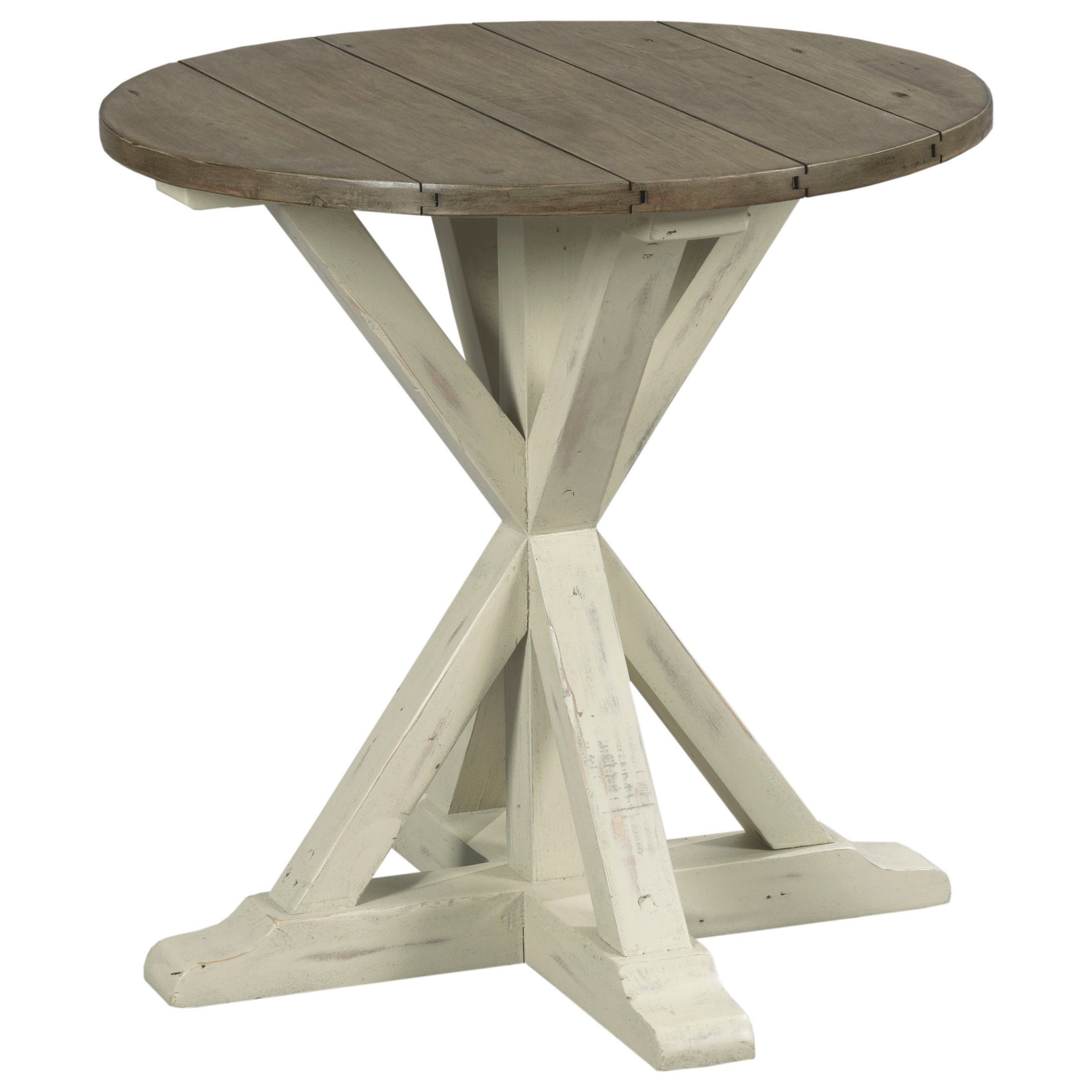TABLE TRENDS Reclamation Place Trestle Round End Table Sprintz
